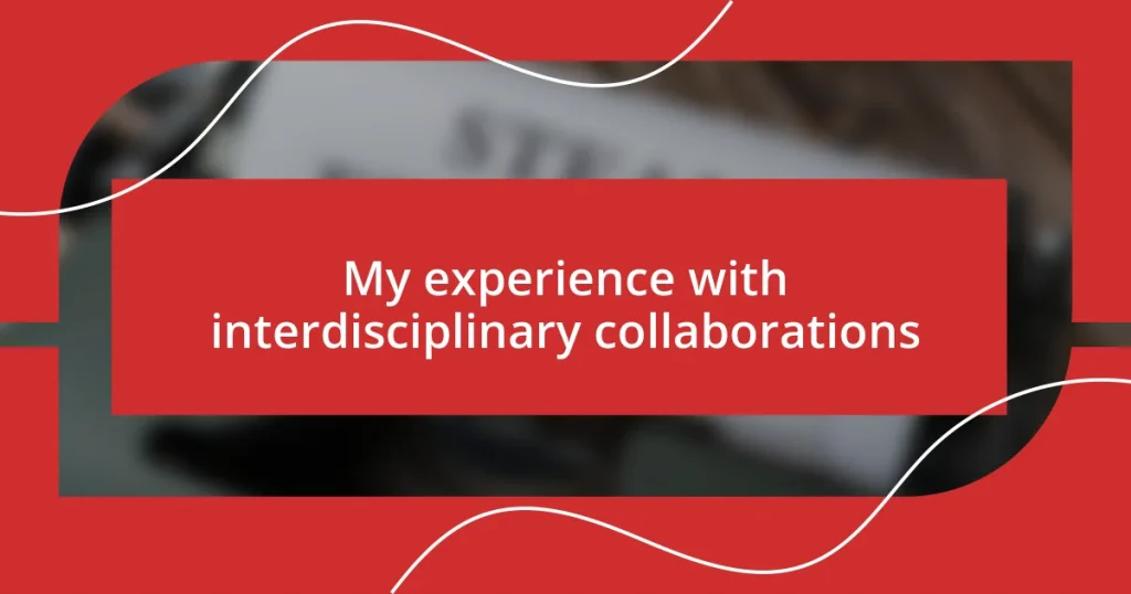 My experience with interdisciplinary collaborations