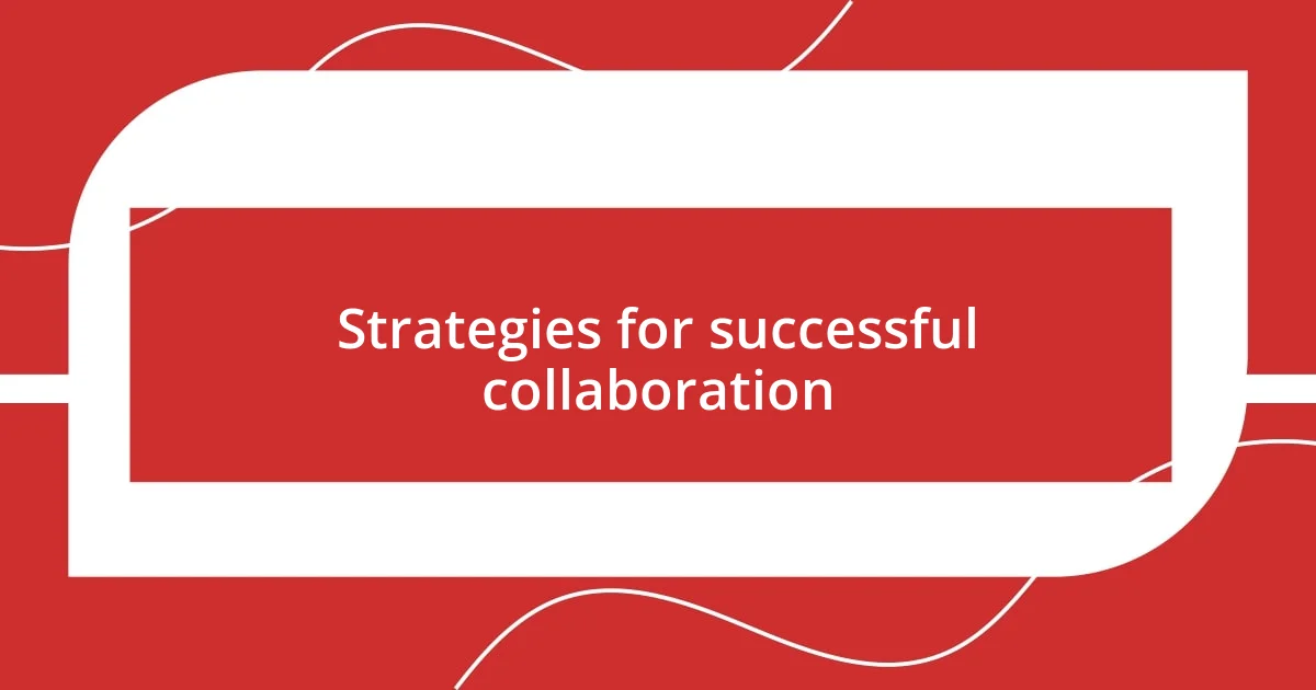 Strategies for successful collaboration